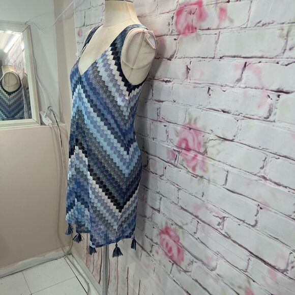 BECCA Blue and Gray Chevron Swim Coverup - Picture 4 of 11